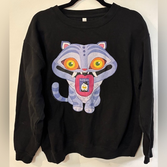 Tops - K Pop Demon Hunters Cat Sweatshirt black sz L Netflix Saja Oversized Derpy